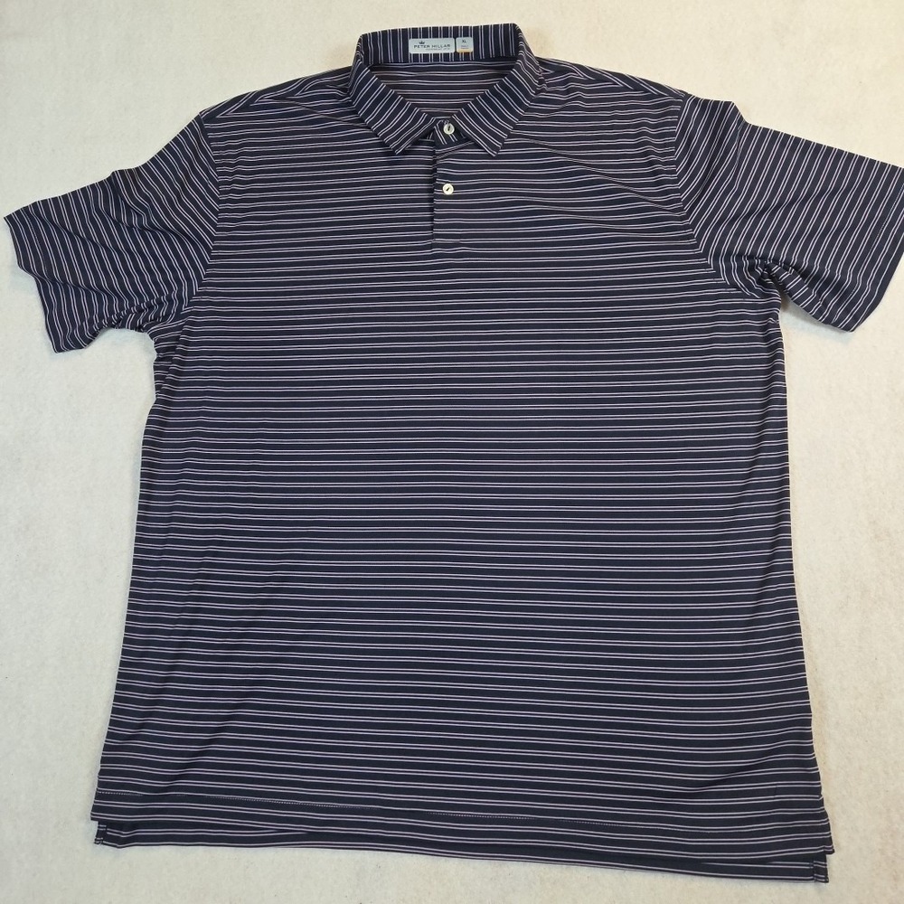 Peter Millar Golf Polo Shirt Mens XL Featherweight UPF 50 Performance Navy Blue